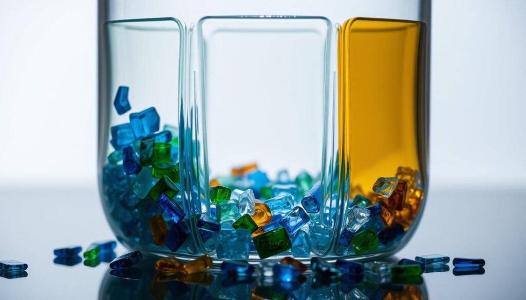 Glascontainer mit farbiger Trennung