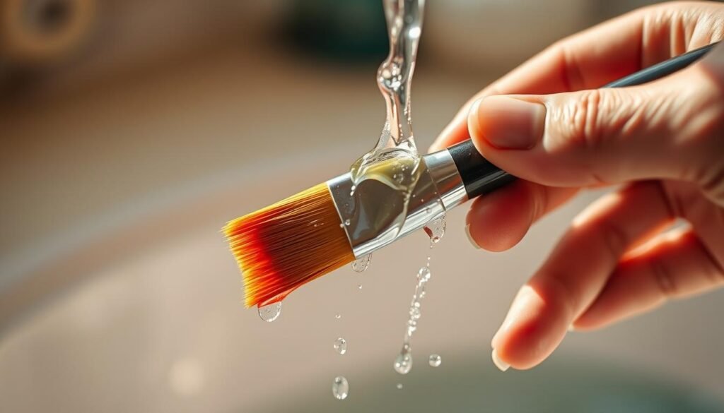 Pinsel mit wasserbasierter Farbe reinigen