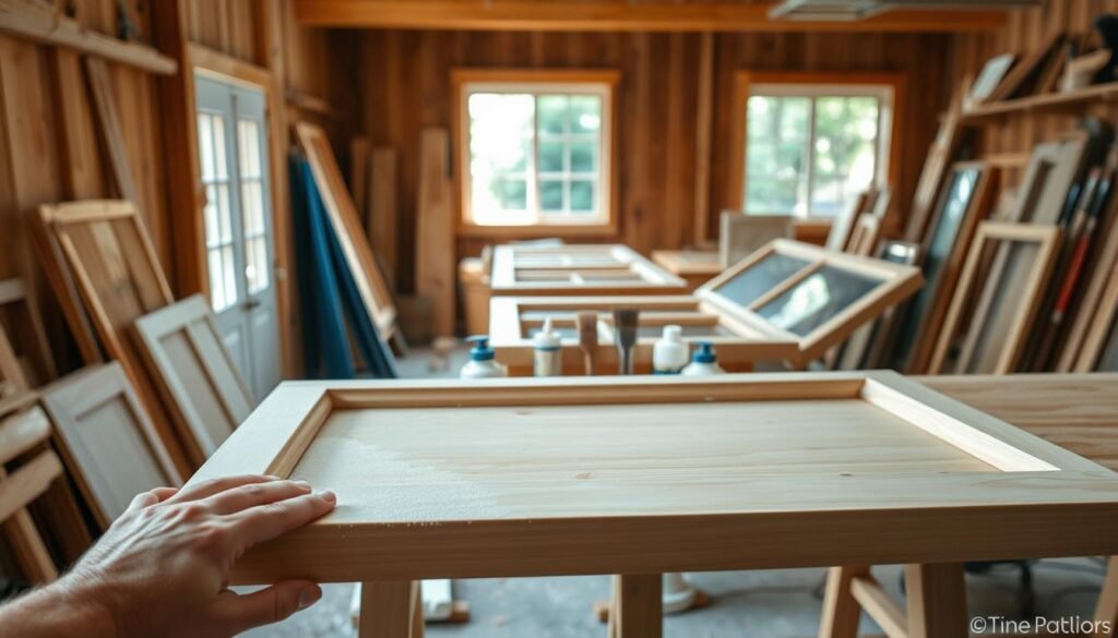 Schleifen und Grundieren von Holzfenstern